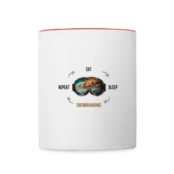 Eat Sleep Snowboard Repeat - Tasse zweifarbig - Weiß/Rot - Vorne