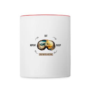 Eat Sleep Snowboard Repeat - Tasse zweifarbig - Weiß/Rot - Vorne