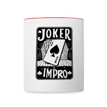 Joker de l'imrpo, cadeau theatre impro - Mug contrasté - blanc/rouge - Devant