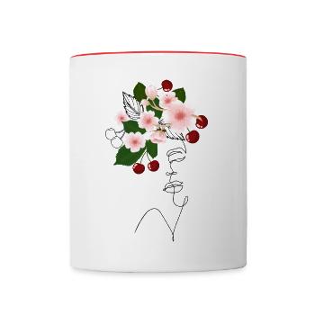 Lady Cherry Blossom - Mug contrasté - blanc/rouge - Devant