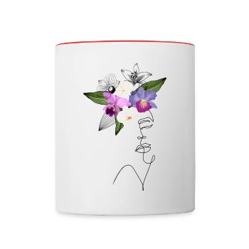Lady Orchidee - Tasse zweifarbig - Weiß/Rot - Vorne