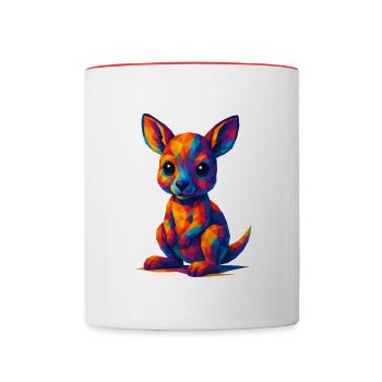WPAP Polygon Kawaii Style Baby Kangaroo - Contrasting Mug - white/red - Front