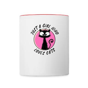 Katzen Liebe Hauskatze Mädchen Schwarze Kätzchen - Tasse zweifarbig - Weiß/Rot - Vorne