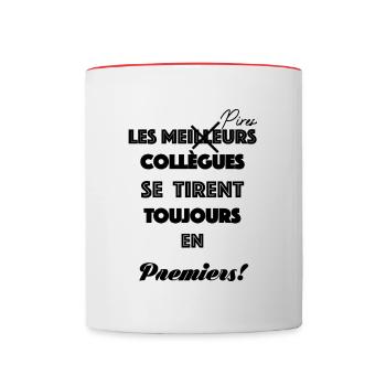 pot de depart collègue - Mug contrasté - blanc/rouge - Devant