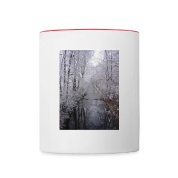 Winter im Wald - Tasse zweifarbig - Weiß/Rot - Vorne