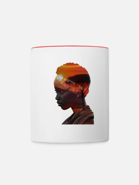 Afrikanische Frau - Tasse zweifarbig - Weiß/Rot