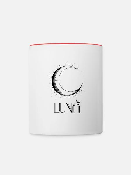 Minimalistisches „Luna“ Design - Tasse zweifarbig - Weiß/Rot