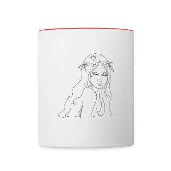 Schönes mittelalterliches Mädchen - Tasse zweifarbig - Weiß/Rot - Vorne