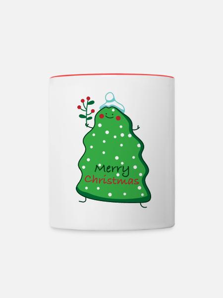 Christmas Tanne - Tasse zweifarbig - Weiß/Rot