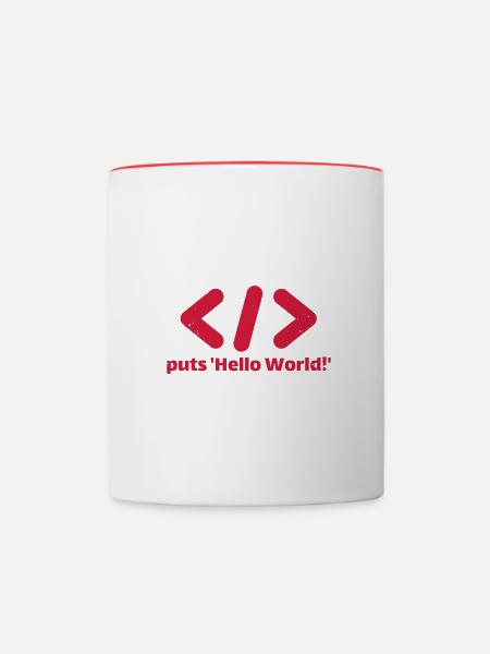 hello world programmieren ruby - Tasse zweifarbig - Weiß/Rot
