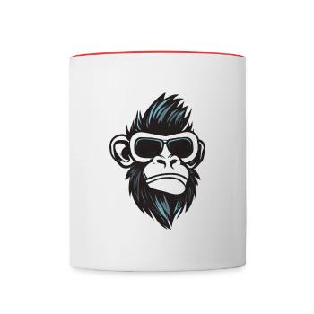 Cool monkey - rock and roll with sunglasses - Contrasting Mug - white/red - Front
