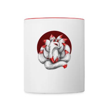 Nine-tailed fox - Contrasting Mug - white/red - Front