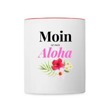 Moin ist mein Aloha - das nordische Lebensmotto - Tasse zweifarbig - Weiß/Rot - Vorne