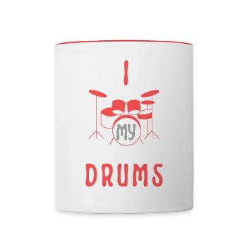 I Love My Drums - Tasse zweifarbig - Weiß/Rot - Vorne