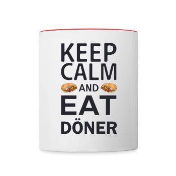 Restez calme et mangez des dictons de kebab drôles - Mug contrasté - blanc/rouge - Devant
