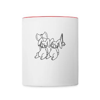 Killer-Kaninchen Kontur schwarz - Tasse zweifarbig - Weiß/Rot - Vorne