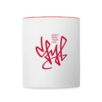 dfyl Signatur-Tag - Tasse zweifarbig - Weiß/Rot - Vorne