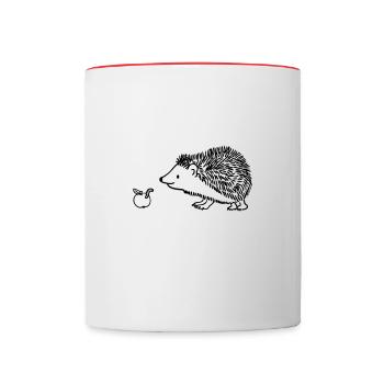 Igel mit Apfel - Tasse zweifarbig - Weiß/Rot - Vorne