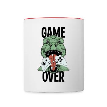 Game Over Dinosaurier - ROAR! T-Rex animiert - Tasse zweifarbig - Weiß/Rot - Vorne