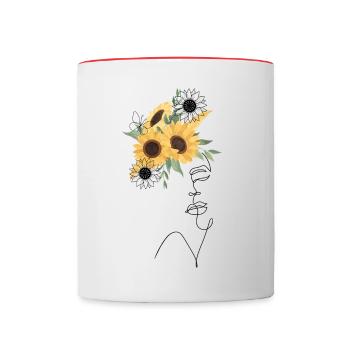 Lady Lineart Sonnenblumen - Tasse zweifarbig - Weiß/Rot - Vorne