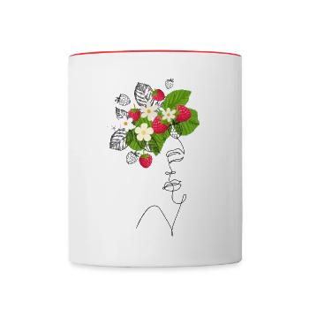 Strawberry Lady Lineart - Mug contrasté - blanc/rouge - Devant