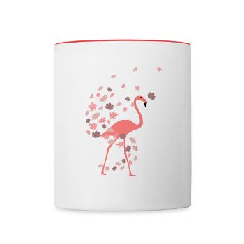 Flamingo in autumn foliage - Contrasting Mug - white/red - Front