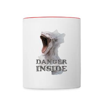 Danger inside, Gothic, Ramstein, Engel, Schützer - Contrasting Mug - white/red - Front
