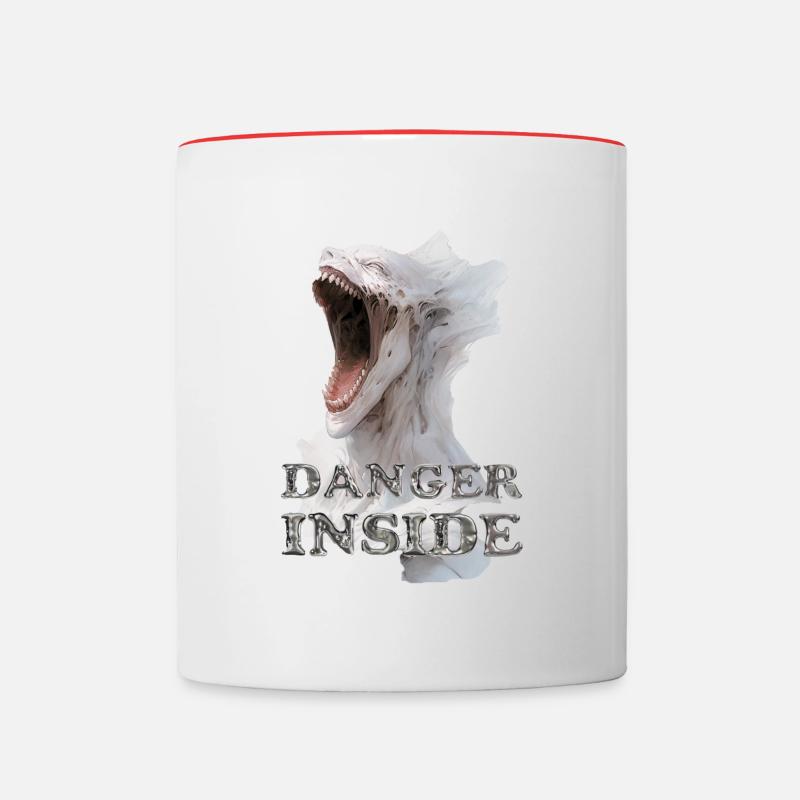 Danger inside, Gothic, Ramstein, Engel, Schützer - Contrasting Mug - white/red