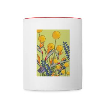 Une prairie sauvage de fleurs - Mug contrasté - blanc/rouge - Devant