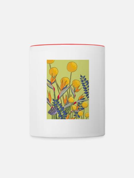 Eine wilde Blumenwiese - Tasse zweifarbig - Weiß/Rot