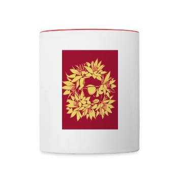 Woman with floral wreath - Contrasting Mug - white/red - Front