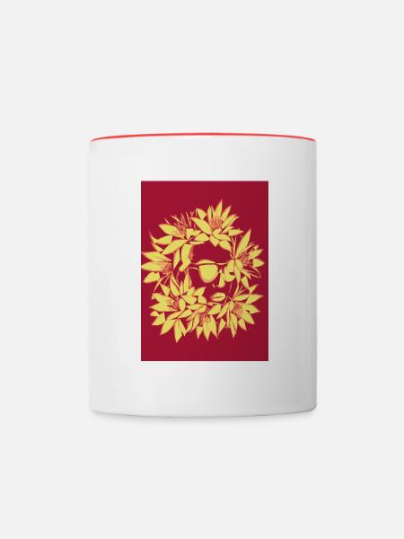 Frau mit Blumenkranz - Tasse zweifarbig - Weiß/Rot