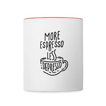 Plus d’espresso, moins de dépresso - Mug contrasté - blanc/rouge - Devant