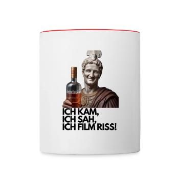 Mallorca Shirt ICH KAM ICH SAH ICH FILM RISS - Tasse zweifarbig - Weiß/Rot - Vorne
