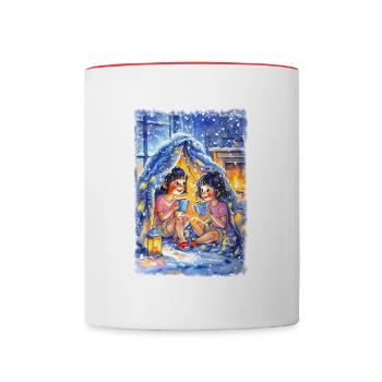 Bau einer Deckenfestung - Tasse zweifarbig - Weiß/Rot - Vorne