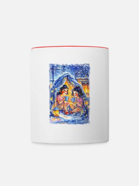Bau einer Deckenfestung - Tasse zweifarbig - Weiß/Rot