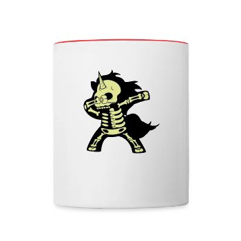 Dabbing Dab Dancing Unicorn EInhörner Skeleton - Contrasting Mug - white/red - Front