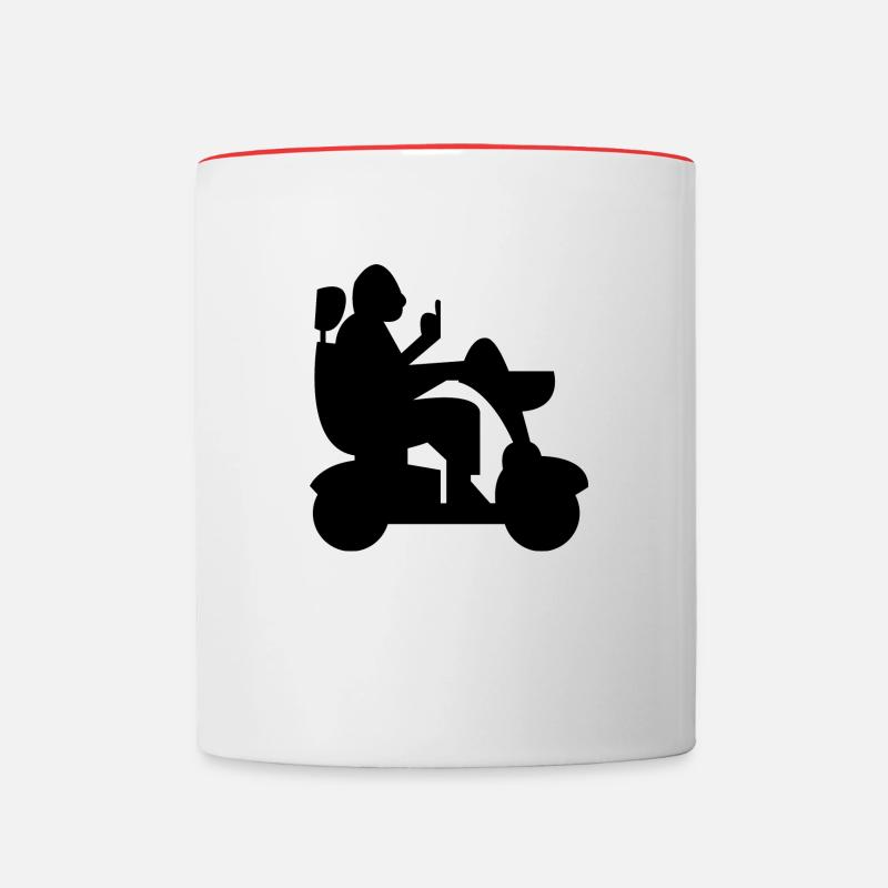 Elektrischer Rollstuhl Rollstuhlfahrer Behinderter - Tasse zweifarbig - Weiß/Rot