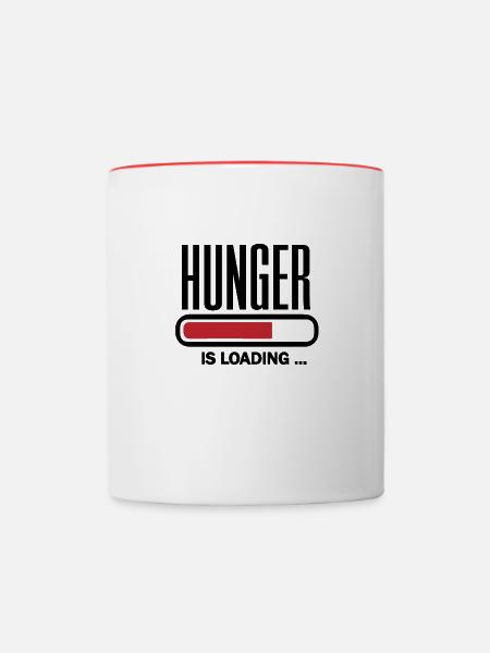 Hunger is loading - Tasse zweifarbig - Weiß/Rot