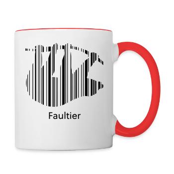 Paresseux code à barres - Mug contrasté - blanc/rouge - Droite