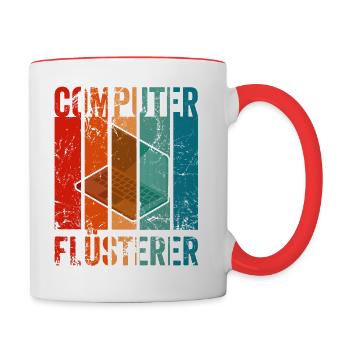Vintage Computer Flüsterer - Tasse zweifarbig - Weiß/Rot - Rechts