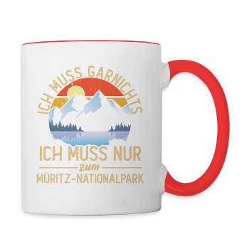 Ich muss nur zum Müritz Nationalpark - Tasse zweifarbig - Weiß/Rot - Rechts