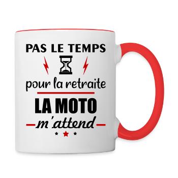 Pas le temps retraite moto, retraité, retraitée - Mug contrasté - blanc/rouge - Droite
