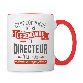 légendaire et directeur - Mug contrasté - blanc/rouge - Droite