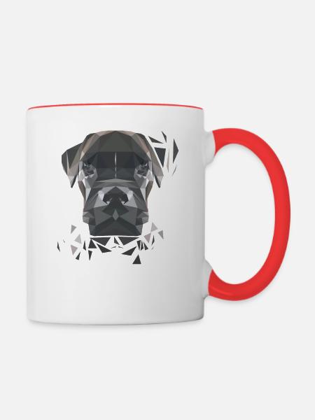 Boxer in Polygon-Art - Tasse zweifarbig - Weiß/Rot