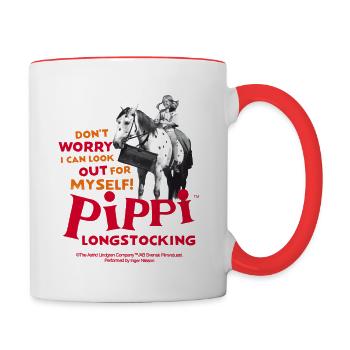 Pippi Longstocking Don't Worry Mit Kleiner Onkel - Tasse zweifarbig - Weiß/Rot - Rechts