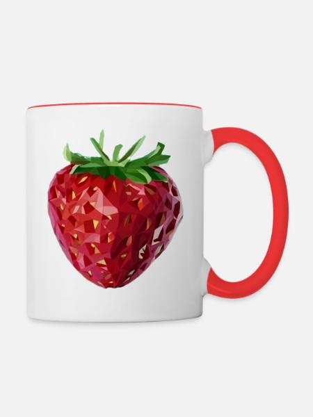 Facettierte Erdbeere - Tasse zweifarbig - Weiß/Rot