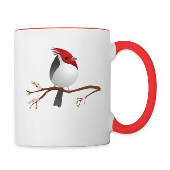 Niedlicher Kardinal mit rotem Schopf - Tasse zweifarbig - Weiß/Rot - Rechts