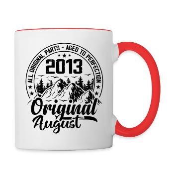 2013 August Original: Geschenk zum 11-jährigen Jubiläum - Tasse zweifarbig - Weiß/Rot - Rechts
