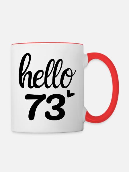 Hallo 73 - Tasse zweifarbig - Weiß/Rot